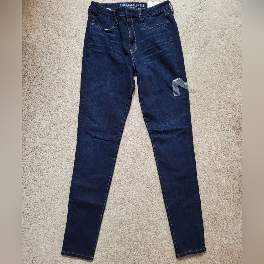 AE Super Hi-rise Jeggings In Coldwater Rinse Size 8 Long, New With Tags - Picture 5 of 8